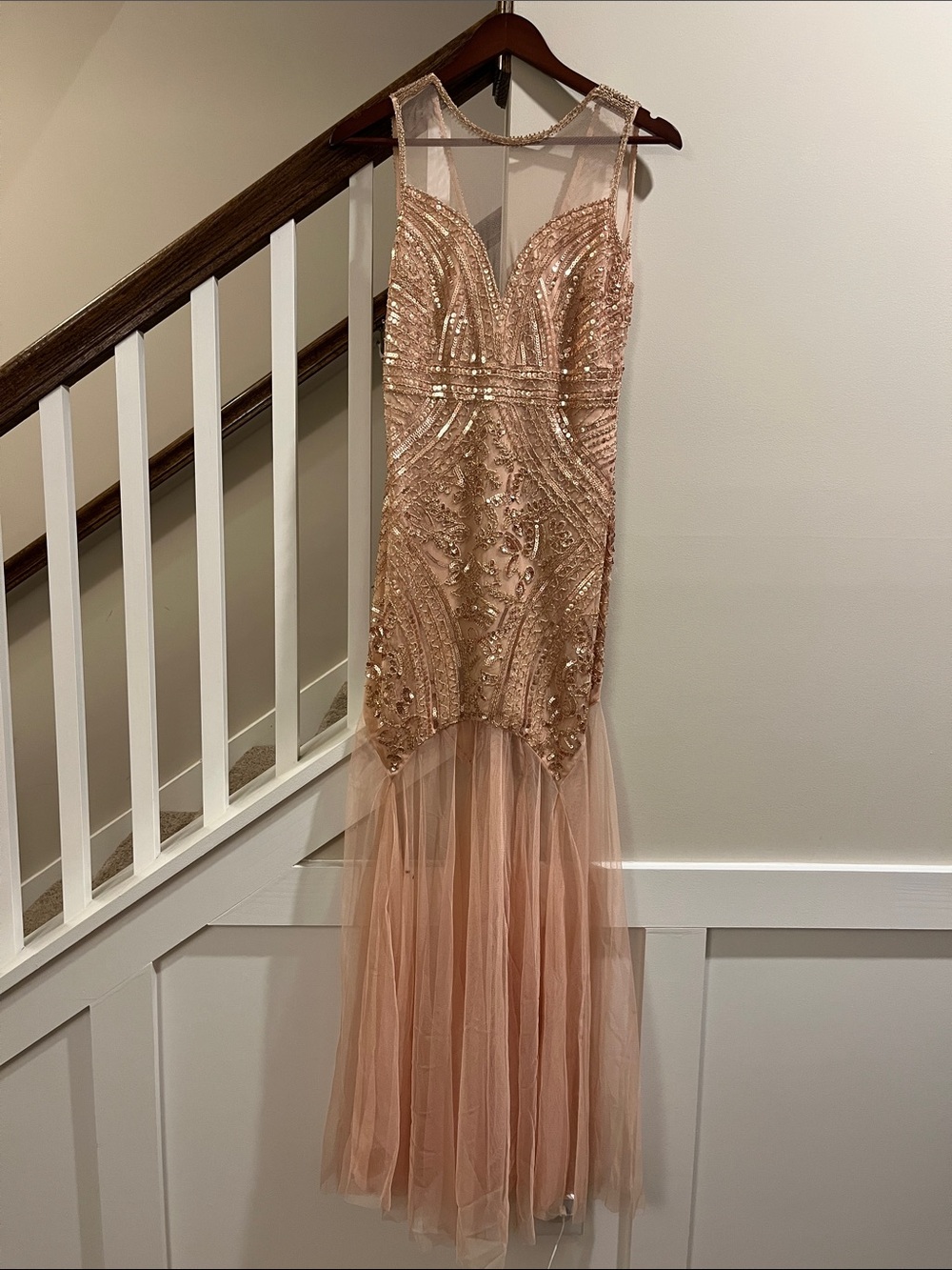 Embellished Rose Gold Evening Gown